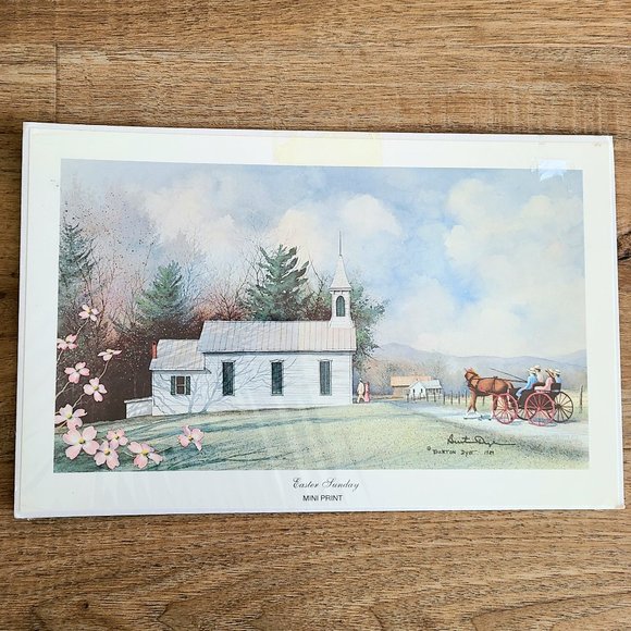 Vintage 1984 print Easter Sunday signed by artist. - Picture 2 of 5